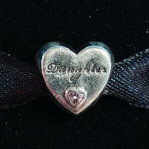 Authentic Sterling Silver Pandora Daughter Love Family Heart Charm - 791726PCZ